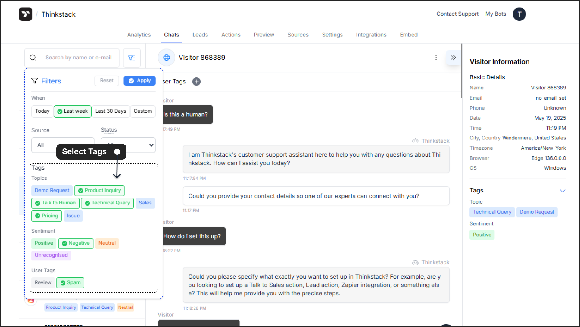 Select the desired tags in the filter