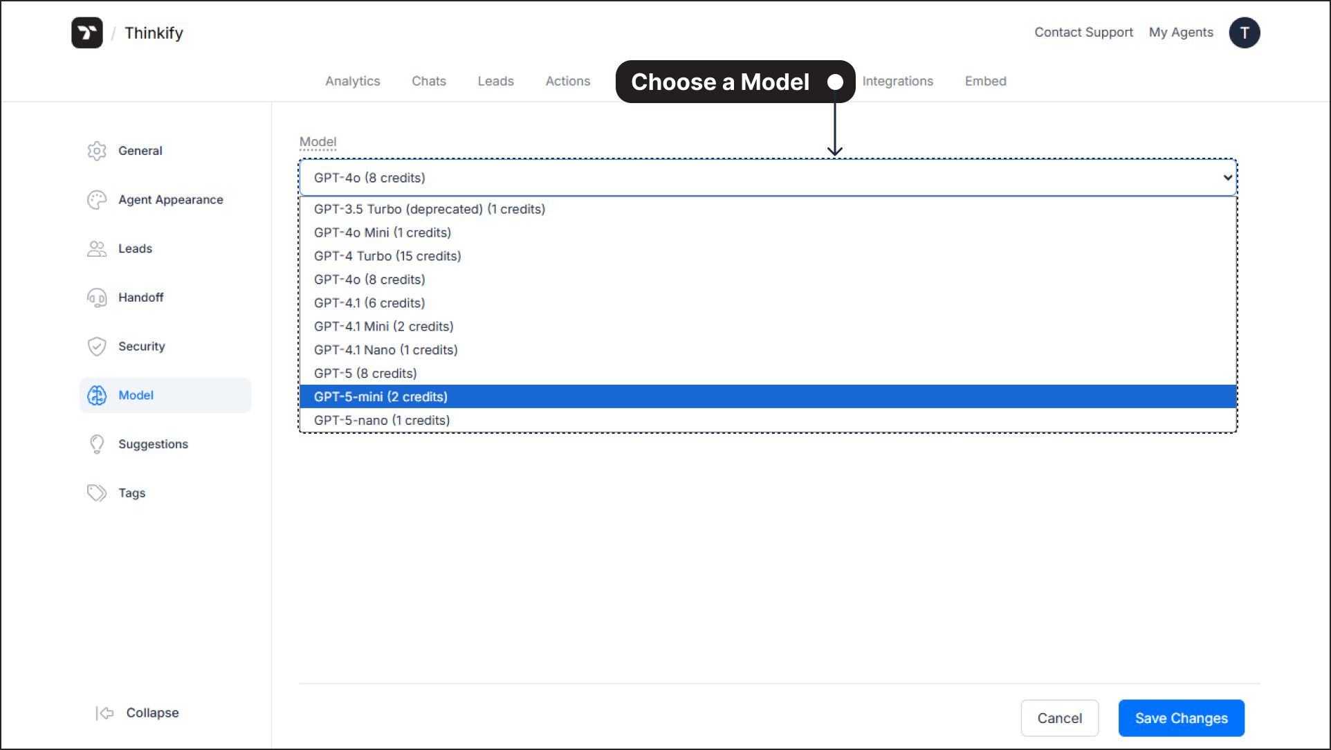 Select the Model