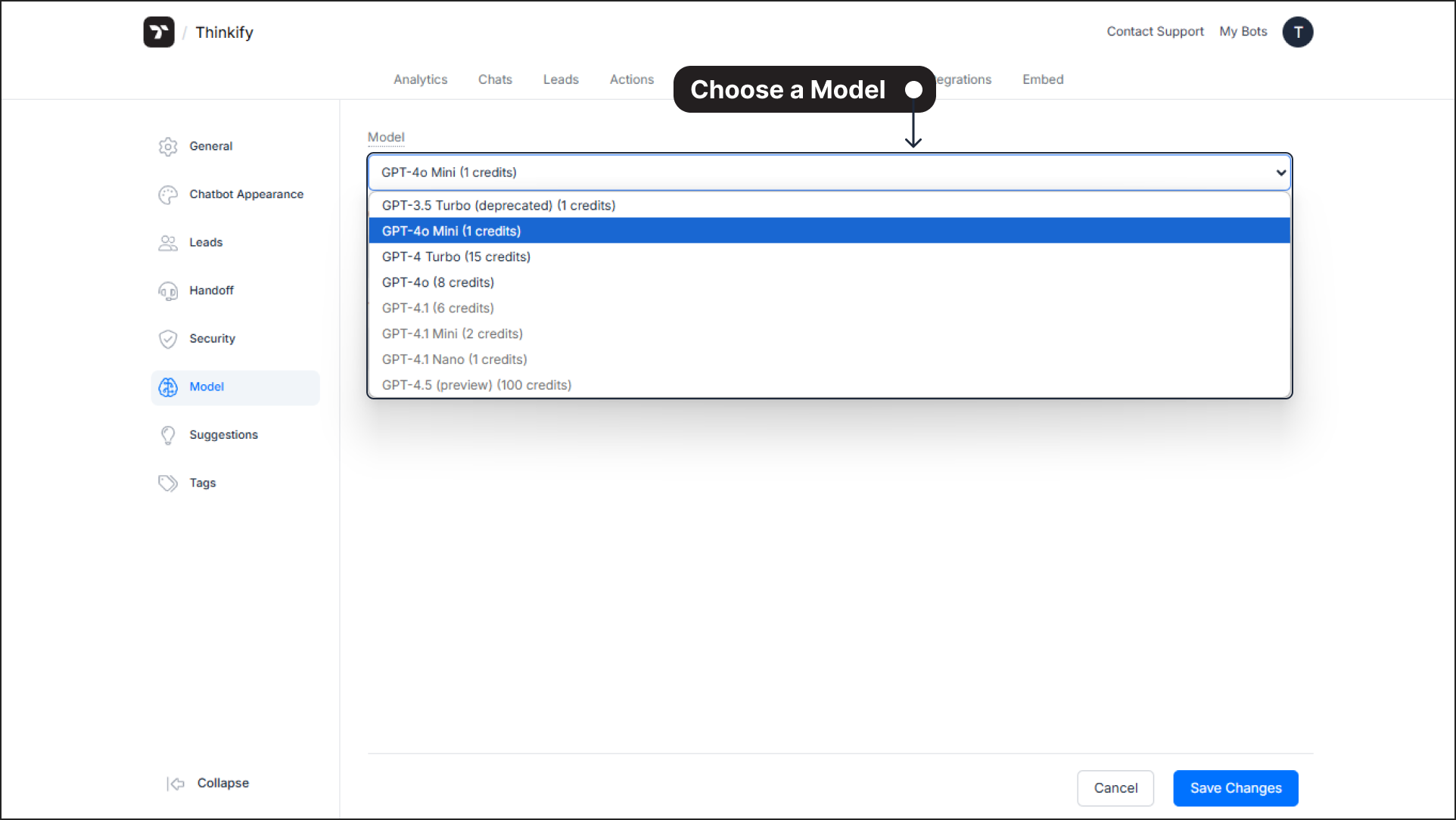 Select the Model