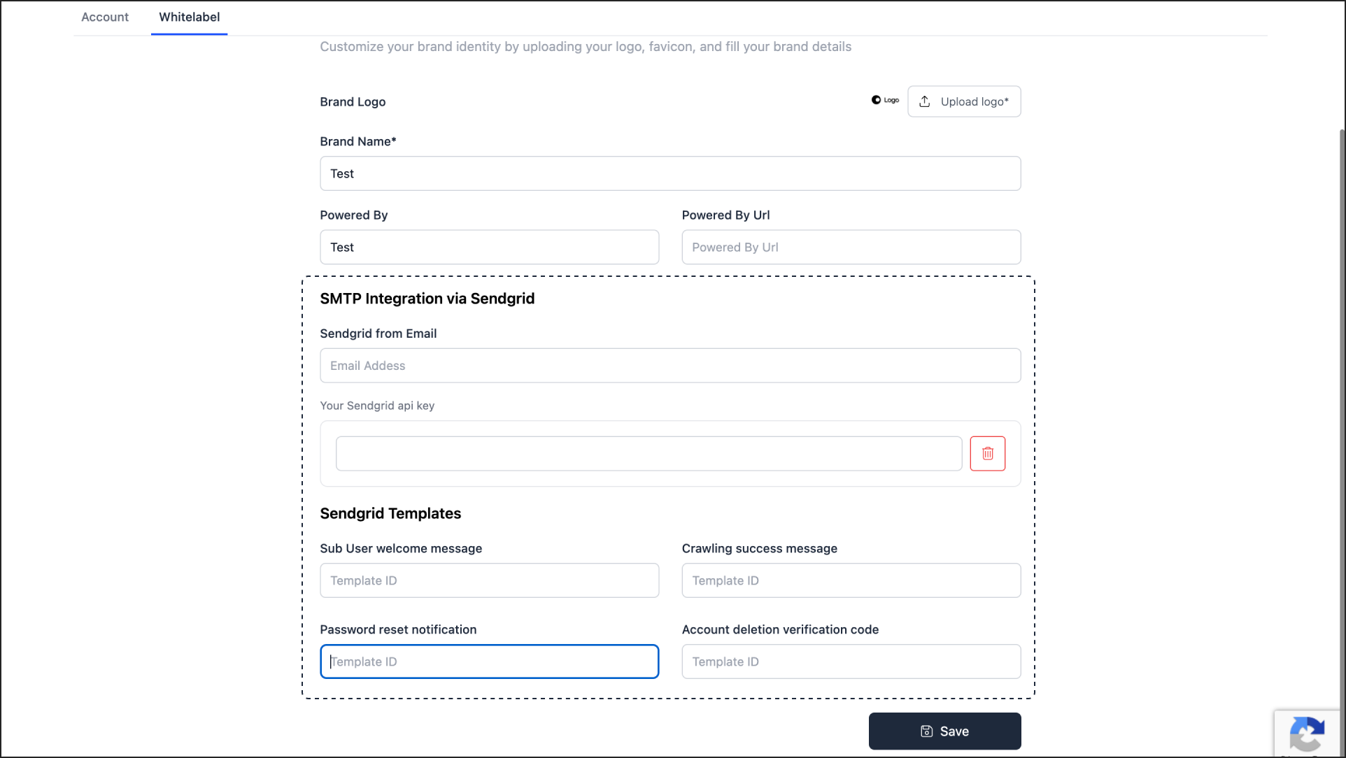 SMTP Integration Settings