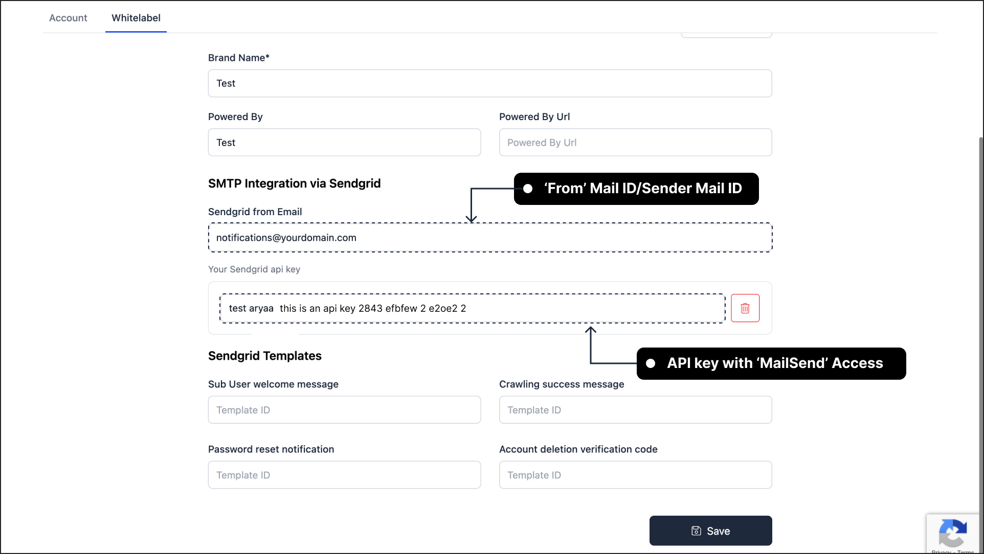 SendGrid API Key Configuration