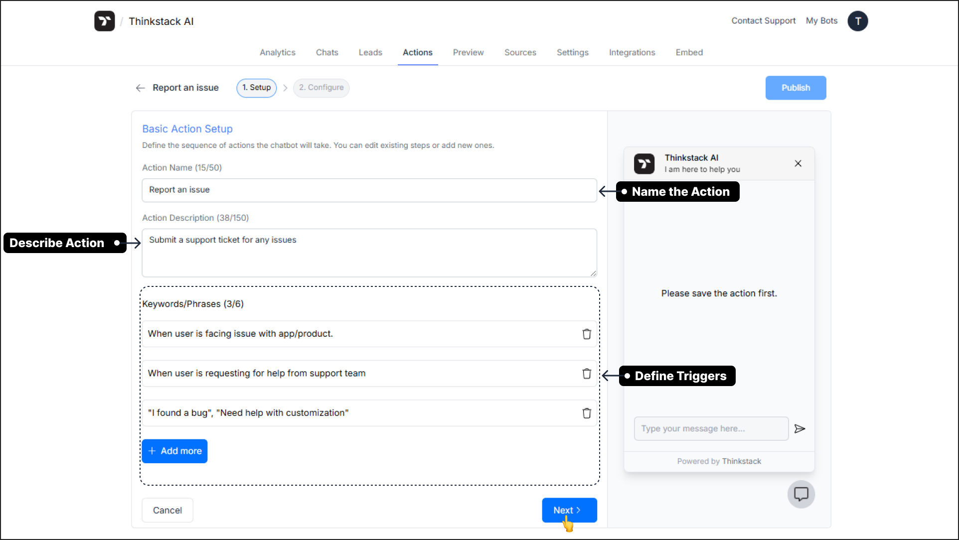 Set up Action builder